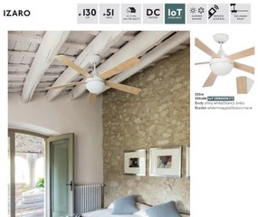 Lustra LED cu Ventilator si telecomanda design modern IZARO alb