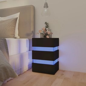 326841 vidaXL Dulap noptieră, cu LED, negru, 45x35x67 cm, lemn prelucrat