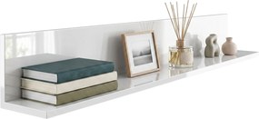 HOMCOM Etajeră de Perete pentru Living și Dormitor, Grosime 1,5 cm, Raft Suspendat din Lemn, 127x12x18 cm, Alb Lucios | Aosom Romania
