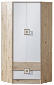 Dulap de colț NI02 Nikol (Stejar deschis + Alb + Stejar deschis). Promo -17%. 1070428