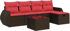 vidaXL Set canapele de grădină cu perne, 6 piese, maro, poliratan