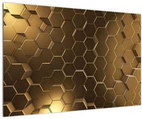 Tablou - Hexagoane verzi (90x60 cm)