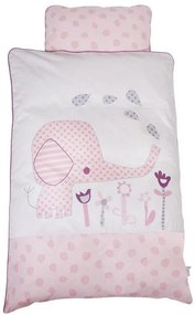 Lenjerie de pat bebelusi Elefantastic roz BabyDan100x130 cm