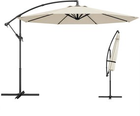 Outsunny Umbrelă Excentrică Ø300 cm cu Bază Încrucișată Copertină Reglabilă și Manivelă UPF30+ pentru Terasă Curte Alb Crem | Aosom Romania