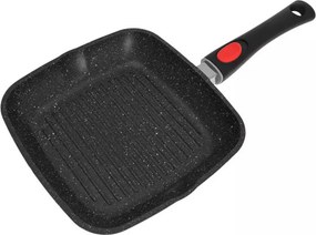 La mâna a doua: Tigaie grill cu capac si maner detasabil Kinghoff KH 1511, 28 cm, Acoperire Marmura, Inductie, Negru