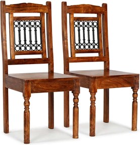 vidaXL Scaune masă, 2 buc., lemn masiv finisaj culoarea mierii clasic