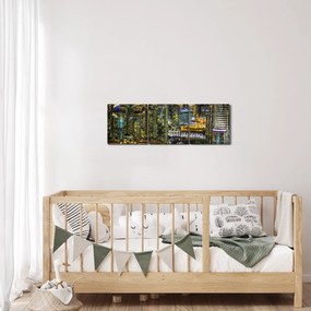 Tablou cu oraș nocturn (cu ceas) (90x30 cm)