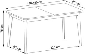 Masă extensibila ~Dolomites~ 140-180 cm, în stil minimalist