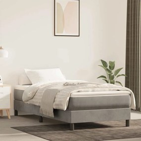 vidaXL Saltea de pat cu arcuri, gri deschis, 100x220x20 cm, catifea