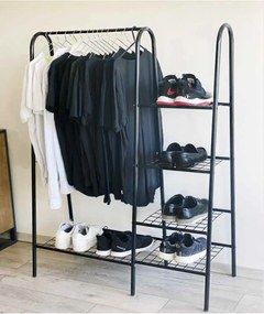 Stand suport umerase si pantofi, Garderob Homs, metal, negru