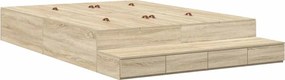 vidaXL Cadru de pat cu depozitare Stejar Sonoma 140 cm Lemn compozit