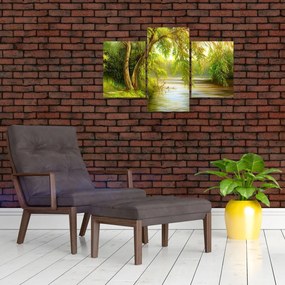 Tablou - Salcie lângă lac, pictură în ulei (90x60 cm)