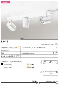 Plafoniera cu 3 spoturi directionabile de tavan/plafon EXO 3 alba ZZ AZ3198