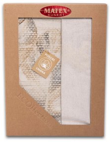 Lenjerie de pat din bumbac și in Monstera, 220 x 200 cm, 2x 70 x 80 cm