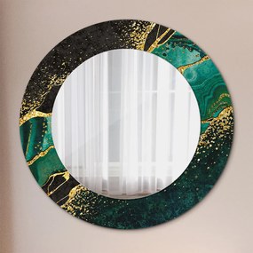 Oglinda rotunda cu rama imprimata Green de marmură fi 50 cm