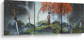 Tablou - Ilustrație a Grădinii de săbii (cu ceas) (90x30 cm)
