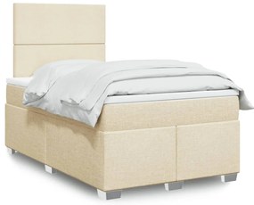 vidaXL Pat continental cu saltea, crem, 120x190 cm, textil