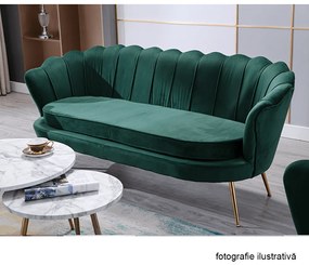 Bancă în stil Art-deco, catifea Velvet smarald/crom auriu, NOBLIN