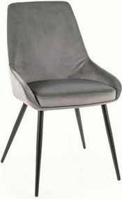 Scaun COBE, stofa catifelata gri/negru, 49x43x85 cm