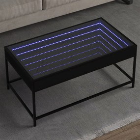 847687 vidaXL Măsuță de cafea cu LED infinity, negru, 90x50x41 cm