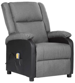 329496 vidaXL Fotoliu de masaj, gri deschis, piele ecologică și textil