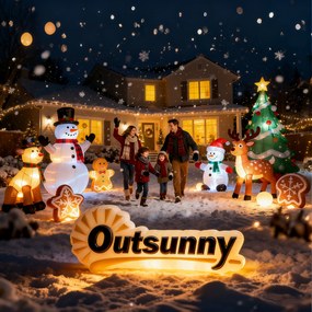 Outsunny Decorație de Crăciun Gonflabilă de 2,4 m pentru Exterior, Moș Crăciun Gonflabil cu Sanie și Reni, 6 Lumini LED și Suflantă, pentru Grădină și Interior | Aosom Romania