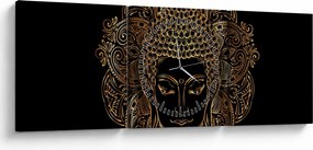 Tablou - Buddha auriu (cu ceas) (90x30 cm)