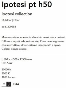 Lampa LED de podea pentru exterior Ipotesi pt h50 negru