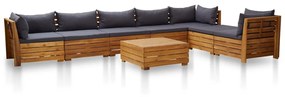 46683 vidaXL Set mobilier grădină cu perne, 8 piese, gri închis, lemn acacia