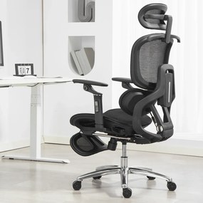 VIGOCHAIR ULTRA PRO Scaun ergonomic, spatar reglare verticala, suport lombar cu masaj si incalzire, sezut translatie, cotiere 6D, suport picioare, Full Mesh, Negru