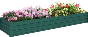 Outsunny Pat de grădină dreptunghiular, pat de grădină ridicat din oțel galvanizat, fund deschis, 240 x 60 x 30 cm, verde | Aosom Romania