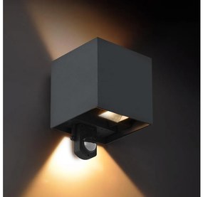 Brilagi - Aplică LED de exterior cu senzor CUBE LED/6W/230V antracit
