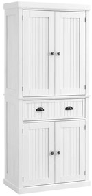 HOMCOM Dulap de bucătărie bufet multi-depozitare rafturi reglabile 4 uși sertar mare 76,2 x 40,2 x 183 cm alb | Aosom Romania