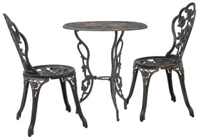 Set mobilier bistro, 3 piese, aluminiu turnat Bronz, 3