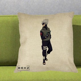 Perna Personalizata Naruto Kakashi Hatake Portret Complet, 40x40 cm, Crem, Husa Detasabila, Perna Inclusa, BEKZ®