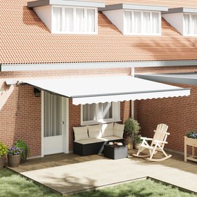 vidaXL Marchiză manuală retractabilă cu LED Alb 450x300 cm
