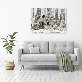 Tablou pe pânză canvas Lupi în timpul iernii