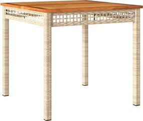 vidaXL Masă de grădină, bej, 80x80x75 cm, poliratan și lemn acacia