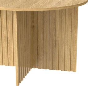 Set modern de 2 măsuțe tip cuib, cu blaturi rotunde și structură verticală pe lateral, 76x76x50 cm/40x40x56,5 cm, Culoare naturală