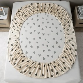 Cearsaf Cocolino microplus cu elastic HEARTINO 200x200 cm crem