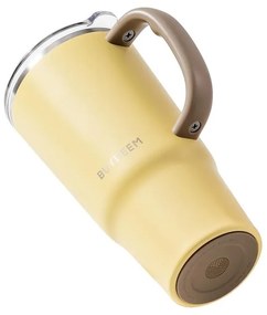 Pahar termo cu pai incorporat Buydeem DS57-MY, 700 ml, Cald/rece pana la 6 ore, Vid, Maner, Otel inoxidabil, Fara BPA, Galben