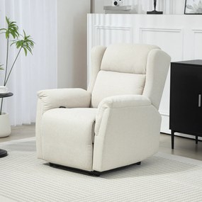 HOMCOM Fotoliu de relaxare, Fotoliu capitonat reglabil cu suport pentru picioare, înclinare 160°, Aspect de in, asamblare rapidă, Bej | Aosom Romania