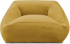 Fotoliu bean bag galben cu tapițerie din blană artificială Lilibet – Bobochic Paris
