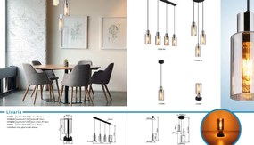 Pendul design modern LIDARIA negru/fumuriu