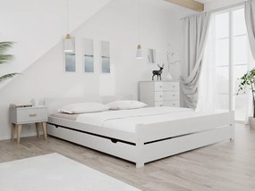 Pat dublu Culoare alb, IKAROS DOUBLE 180 x 200 cm Saltele: Fara saltea, Somiera pat: Cu lamele drepte
