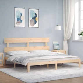 vidaXL Cadru de pat cu tăblie Super King Size, lemn masiv