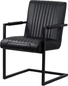 Scaun vizitator negru OFF 834 din piele ecologică cu mânere metalice și cadru vopsit