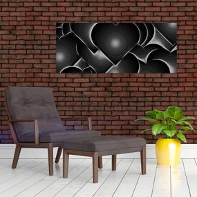 Tablou cu inimile alb - negre (120x50 cm)