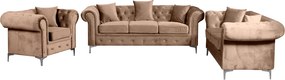 Canapea extensibilă de lux 2 locuri, stofă maro deschis Velvet, ROMANO