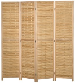 HOMCOM Paravent din lemn separator de camera closion de separare pliabil 4 panouri din bambus 160 x 170 cm natural clar | Aosom Romania